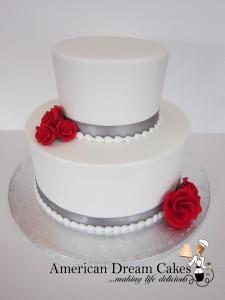Simple wedding cake in white and red