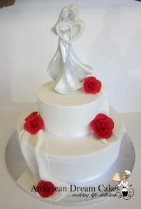classic wedding cake in white and red