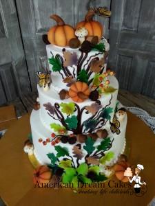 Fall, woodland themed wedding cake